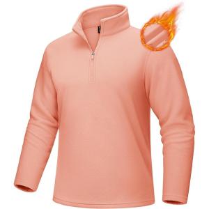imageMAGCOMSEN Mens QuarterZip Pullover Polar Fleece Sweatshirt Stand Collar Long Sleeve Shirt for Men Thermal Winter FallApricot