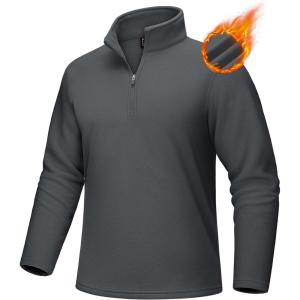 imageMAGCOMSEN Mens QuarterZip Pullover Polar Fleece Sweatshirt Stand Collar Long Sleeve Shirt for Men Thermal Winter FallDark Grey