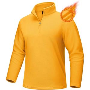 imageMAGCOMSEN Mens QuarterZip Pullover Polar Fleece Sweatshirt Stand Collar Long Sleeve Shirt for Men Thermal Winter FallGinger