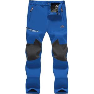 imageMAGCOMSEN Mens Winter Pants Fleece Lined Ski Snow Pants Water Resistant 4 Zip Pockets Outdoor PantsBright Blue