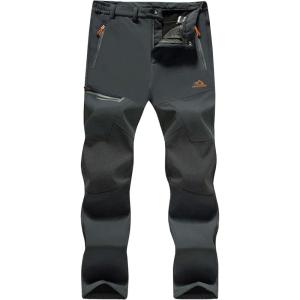 imageMAGCOMSEN Mens Winter Pants Fleece Lined Ski Snow Pants Water Resistant 4 Zip Pockets Outdoor PantsGrey