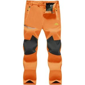 imageMAGCOMSEN Mens Winter Pants Fleece Lined Ski Snow Pants Water Resistant 4 Zip Pockets Outdoor PantsOrange