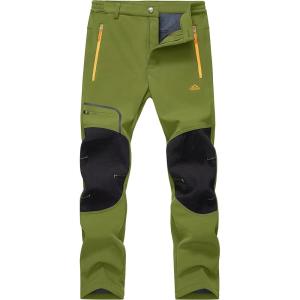 imageMAGCOMSEN Winter Pants for Men Snow Ski Pants Fleece Lined Water Resistant Softshell Hiking Pants 4 PocketsDark Green