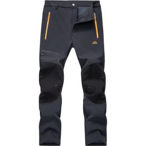 imageMAGCOMSEN Winter Pants for Men Snow Ski Pants Fleece Lined Water Resistant Softshell Hiking Pants 4 PocketsDark Grey