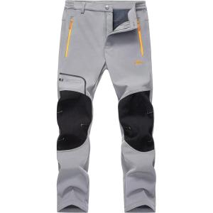 imageMAGCOMSEN Winter Pants for Men Snow Ski Pants Fleece Lined Water Resistant Softshell Hiking Pants 4 PocketsLight Grey