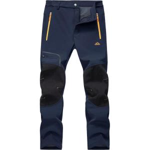 imageMAGCOMSEN Winter Pants for Men Snow Ski Pants Fleece Lined Water Resistant Softshell Hiking Pants 4 PocketsNavy