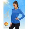 imageMAGCOMSEN Womens Long Sleeve Shirts UPF 50 Sun Protection Shirts for Hiking Fishing Workout Rash GuardBlue Green