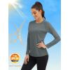 imageMAGCOMSEN Womens Long Sleeve Shirts UPF 50 Sun Protection Shirts for Hiking Fishing Workout Rash GuardDark Grey
