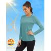 imageMAGCOMSEN Womens Long Sleeve Shirts UPF 50 Sun Protection Shirts for Hiking Fishing Workout Rash GuardGrey Green