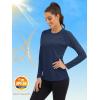 imageMAGCOMSEN Womens Long Sleeve Shirts UPF 50 Sun Protection Shirts for Hiking Fishing Workout Rash GuardNavy