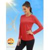 imageMAGCOMSEN Womens Long Sleeve Shirts UPF 50 Sun Protection Shirts for Hiking Fishing Workout Rash GuardTomato Red
