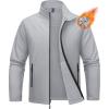 imageMAGCOMSEN Mens Fleece Lined Softshell Jacket Waterproof Windbreaker Rain Jacket for Tactical HikingLight Grey