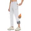 imageMAGCOMSEN Womens Fleece Lined Hiking Pants Waterproof Insulated Outdoor Snow Ski Pants Warm Winter Softshell PantsWhite