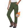 imageMAGCOMSEN Womens Fleece Lined Winter Hiking Waterproof Insulated Outdoor Snow Ski Softshell Pants for Cold WeatherArmy Green