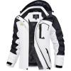 imageMAGCOMSEN Womens Ski Jacket Waterproof Insulated Snow Jacket Warm Windproof Winter Coats with Hood Fleece Lined JacketWhite Black
