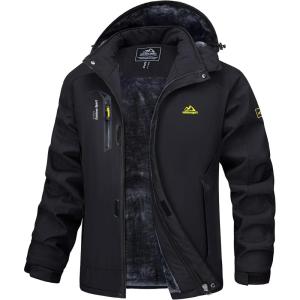 imageMAGCOMSEN Mens Winter Coats Water Resistant Ski Snow Jacket Warm Fleece Parka Raincoats With MultiPocketsBlack