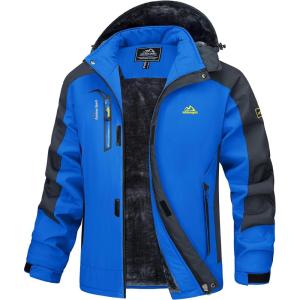 imageMAGCOMSEN Mens Winter Coats Water Resistant Ski Snow Jacket Warm Fleece Parka Raincoats With MultiPocketsBlue