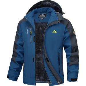 imageMAGCOMSEN Mens Winter Coats Water Resistant Ski Snow Jacket Warm Fleece Parka Raincoats With MultiPocketsDenim Blue