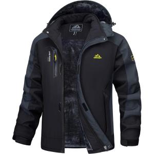 imageMAGCOMSEN Mens Winter Coats Water Resistant Ski Snow Jacket Warm Fleece Parka Raincoats With MultiPocketsGrey