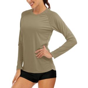 imageMAGCOMSEN Womens Long Sleeve Shirts UPF 50 Sun Protection Shirts for Hiking Fishing Workout Rash GuardDull Cyan