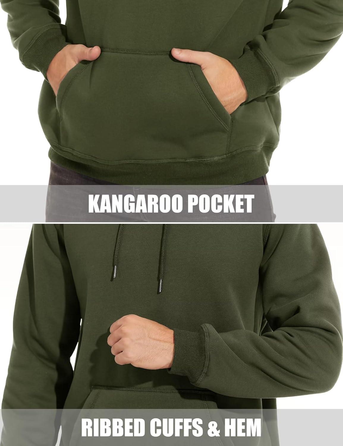 imageMAGCOMSEN Mens Heavy Hoodie Sherpa Fleece Lined Pullover Thick Winter Hooded SweatshirtArmy Green
