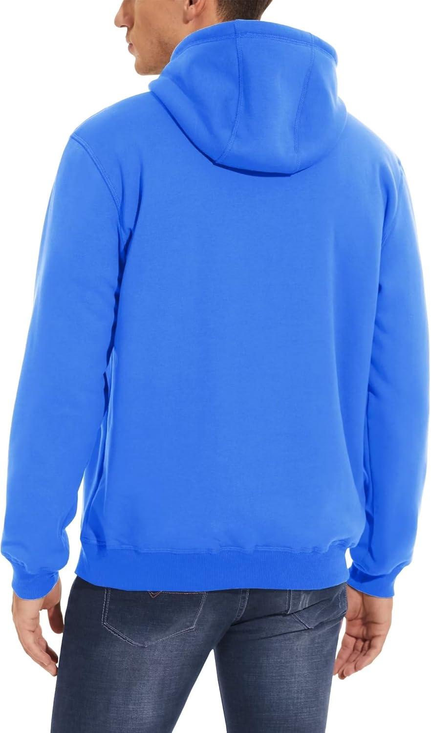 imageMAGCOMSEN Mens Heavy Hoodie Sherpa Fleece Lined Pullover Thick Winter Hooded SweatshirtAzure