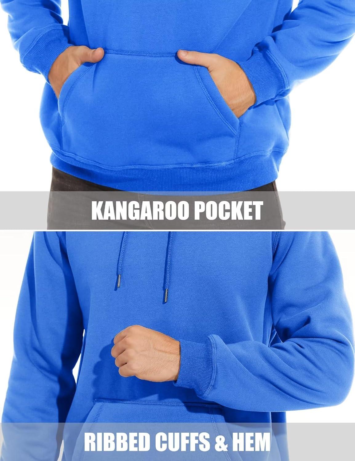 imageMAGCOMSEN Mens Heavy Hoodie Sherpa Fleece Lined Pullover Thick Winter Hooded SweatshirtAzure