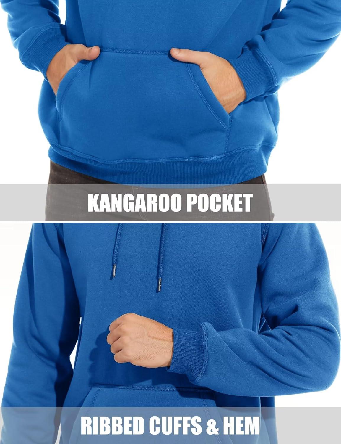 imageMAGCOMSEN Mens Heavy Hoodie Sherpa Fleece Lined Pullover Thick Winter Hooded SweatshirtBlue Green