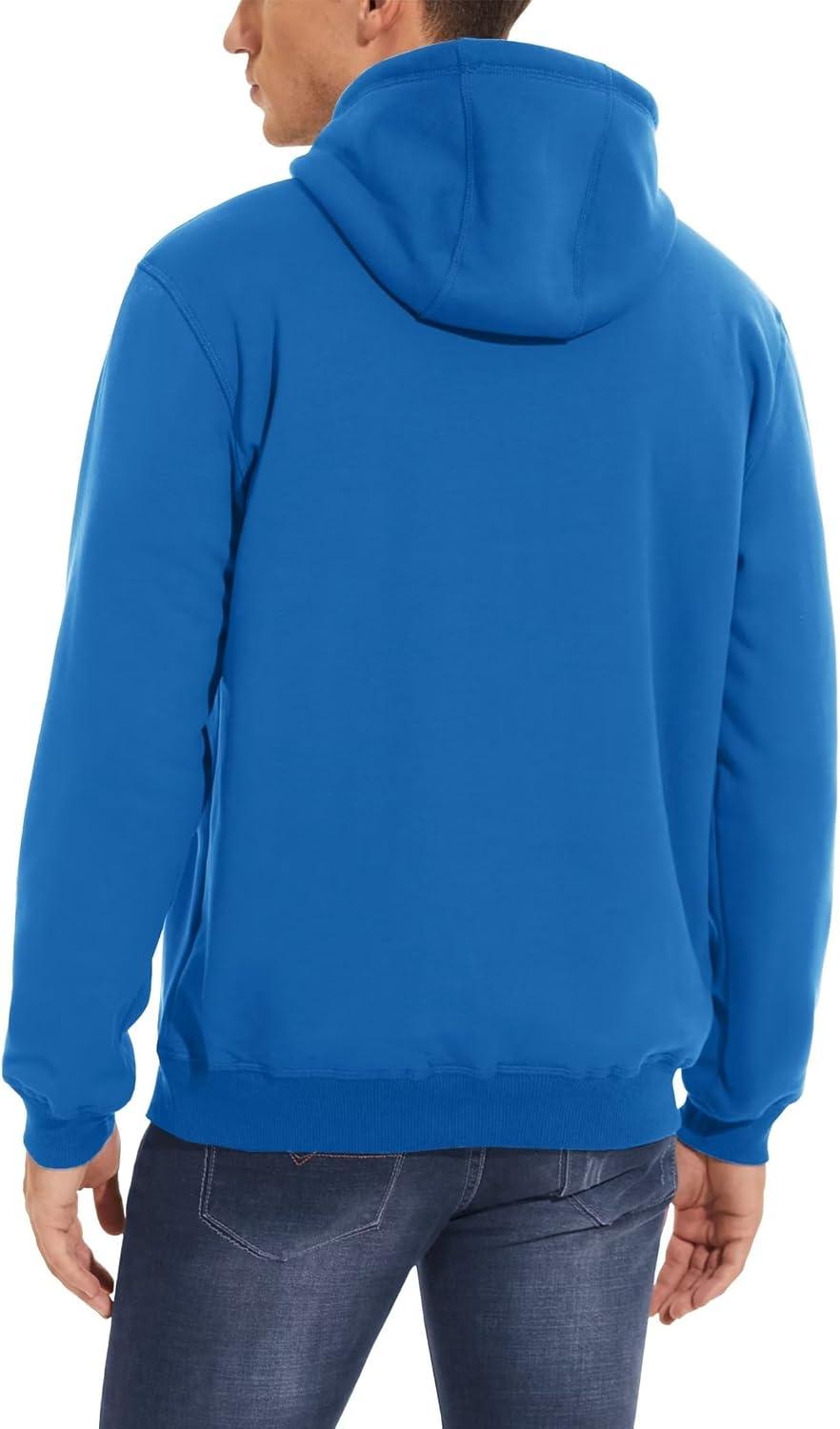 imageMAGCOMSEN Mens Heavy Hoodie Sherpa Fleece Lined Pullover Thick Winter Hooded SweatshirtBlue Green
