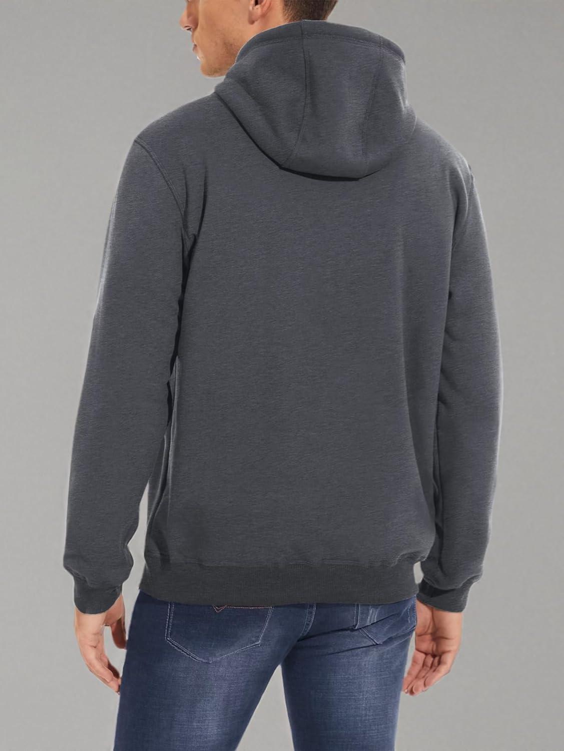imageMAGCOMSEN Mens Heavy Hoodie Sherpa Fleece Lined Pullover Thick Winter Hooded SweatshirtDark Grey