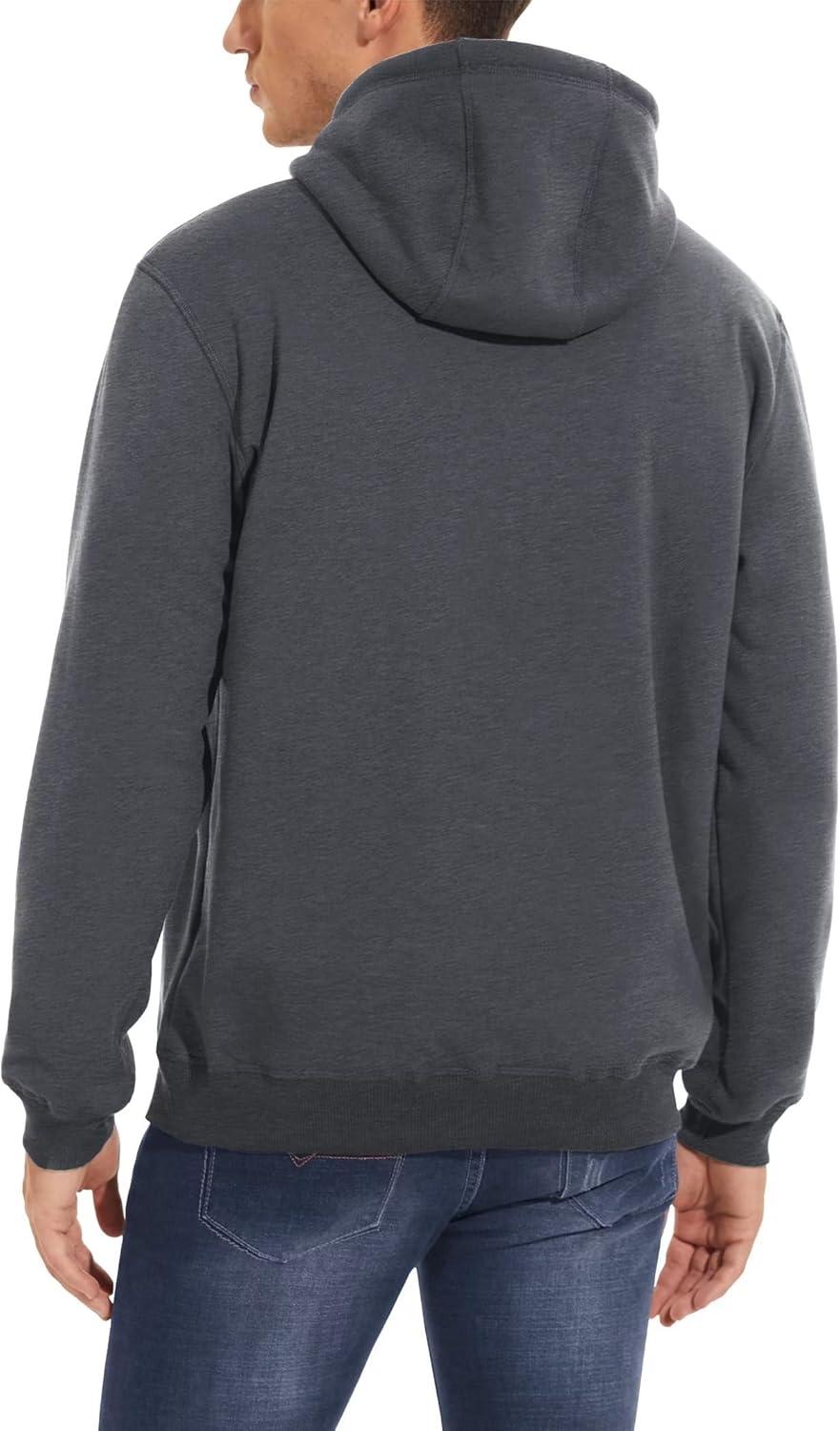 imageMAGCOMSEN Mens Heavy Hoodie Sherpa Fleece Lined Pullover Thick Winter Hooded SweatshirtDark Grey