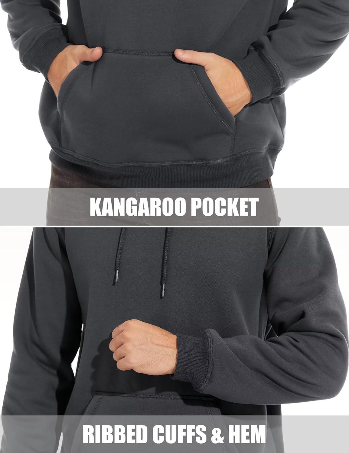 imageMAGCOMSEN Mens Heavy Hoodie Sherpa Fleece Lined Pullover Thick Winter Hooded SweatshirtDark Grey