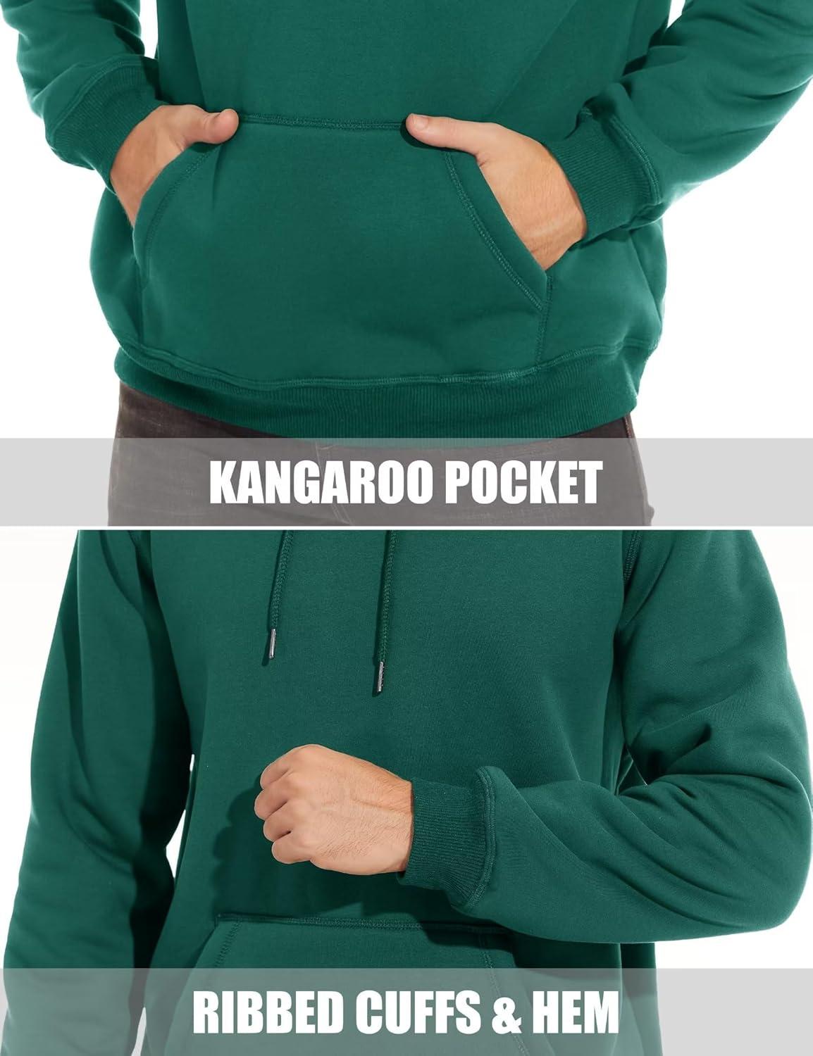 imageMAGCOMSEN Mens Heavy Hoodie Sherpa Fleece Lined Pullover Thick Winter Hooded SweatshirtEmerald Green