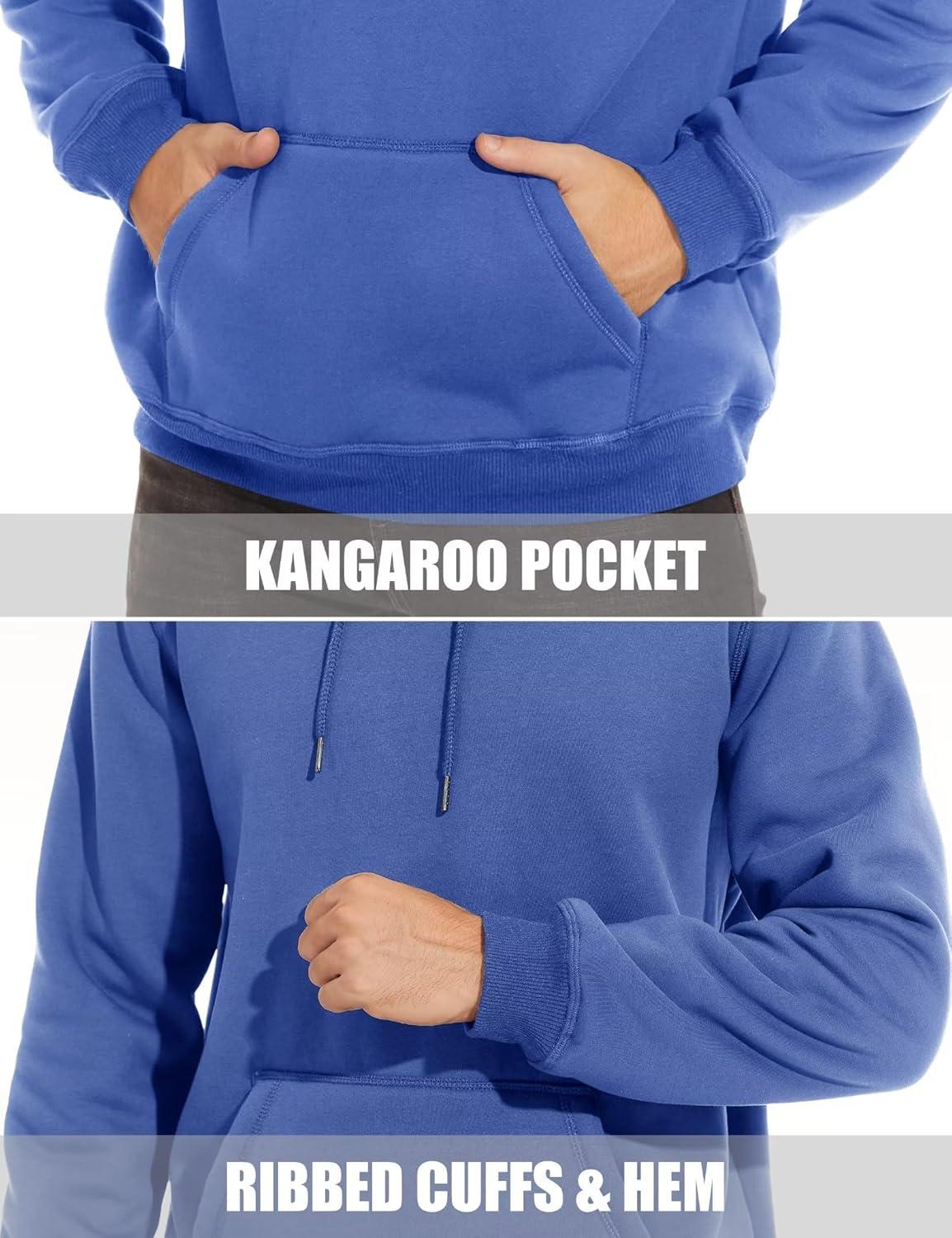 imageMAGCOMSEN Mens Heavy Hoodie Sherpa Fleece Lined Pullover Thick Winter Hooded SweatshirtGrey Blue