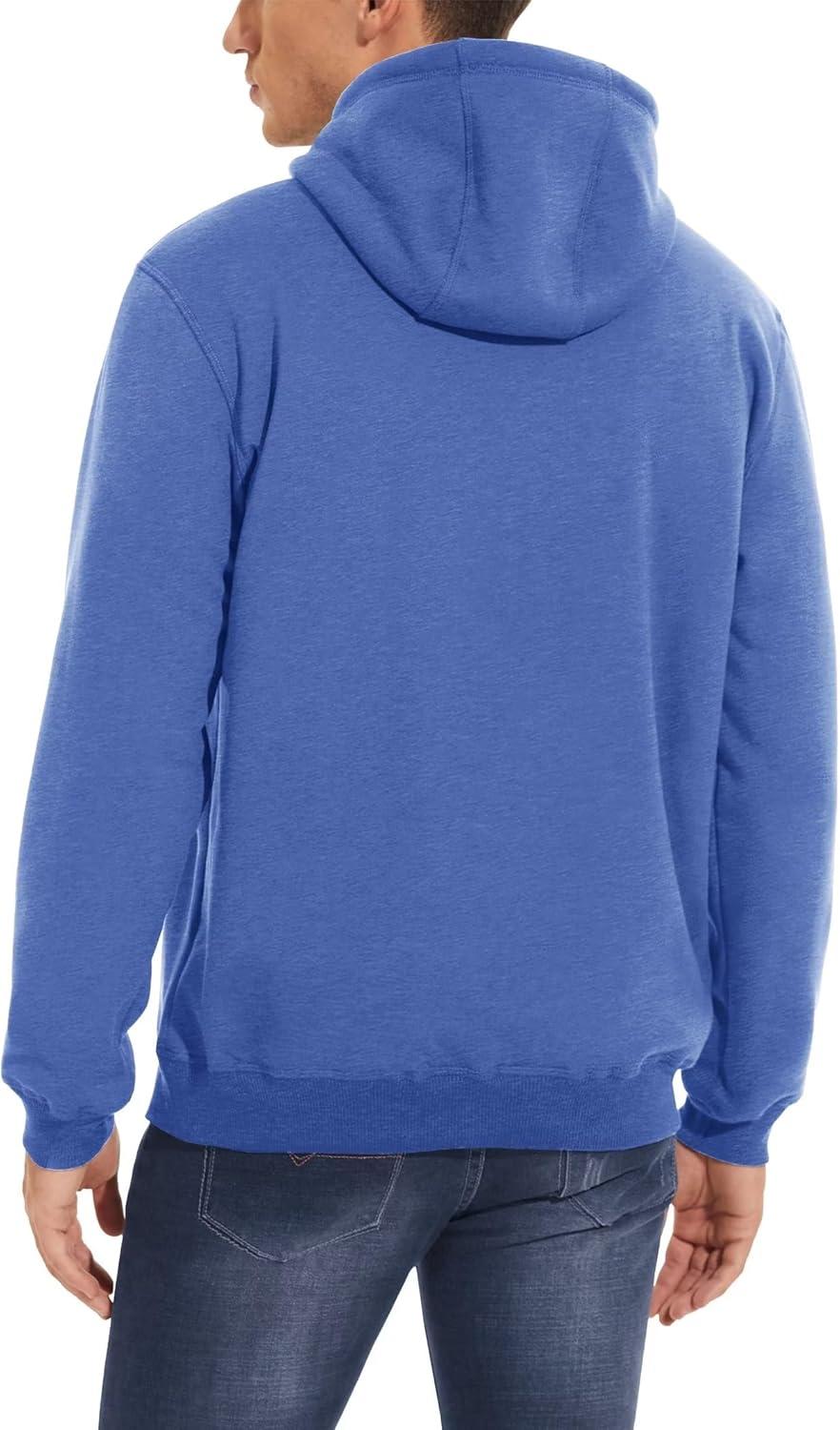 imageMAGCOMSEN Mens Heavy Hoodie Sherpa Fleece Lined Pullover Thick Winter Hooded SweatshirtGrey Blue