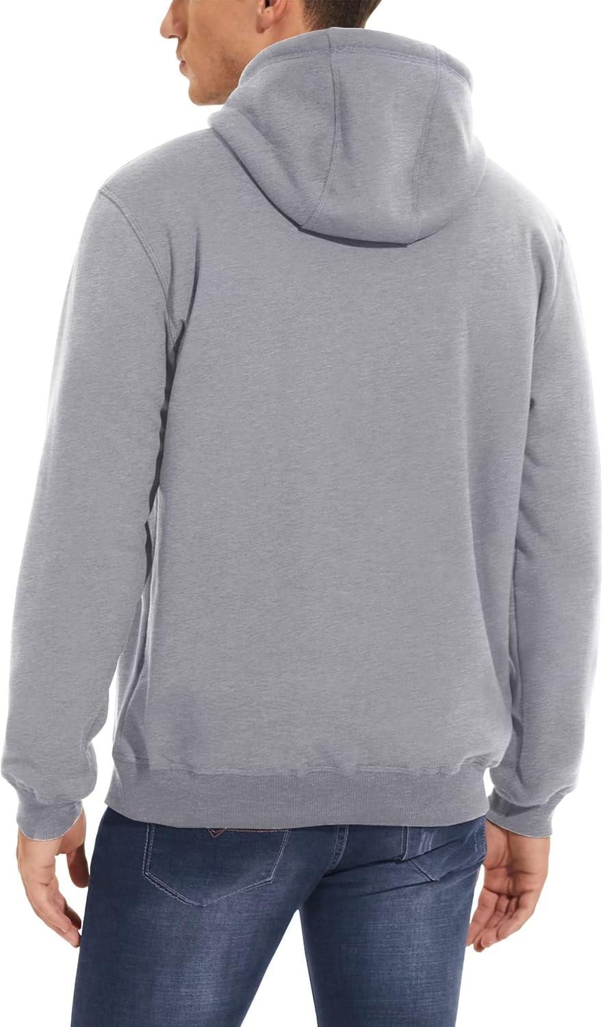 imageMAGCOMSEN Mens Heavy Hoodie Sherpa Fleece Lined Pullover Thick Winter Hooded SweatshirtLight Grey