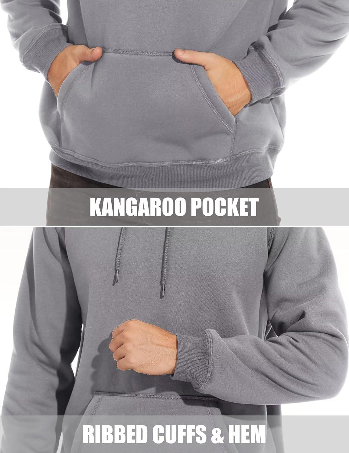 imageMAGCOMSEN Mens Heavy Hoodie Sherpa Fleece Lined Pullover Thick Winter Hooded SweatshirtLight Grey