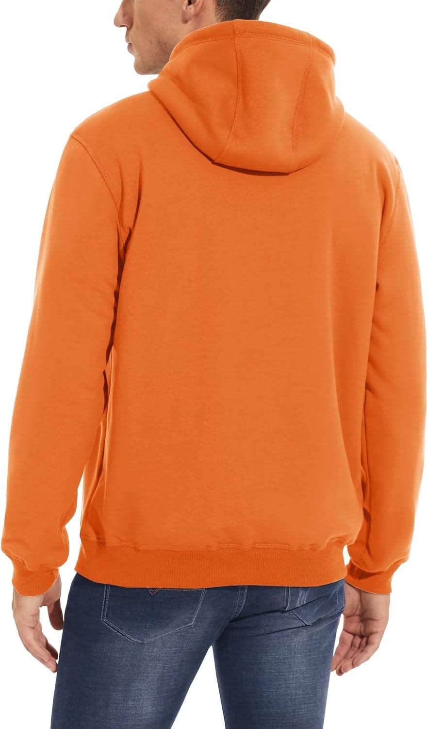 imageMAGCOMSEN Mens Heavy Hoodie Sherpa Fleece Lined Pullover Thick Winter Hooded SweatshirtOrange