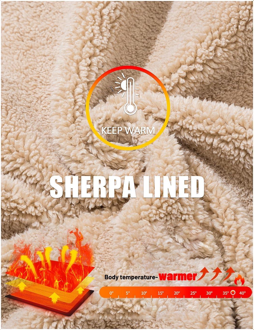 imageMAGCOMSEN Mens Heavy Hoodie Sherpa Fleece Lined Pullover Thick Winter Hooded SweatshirtOrange