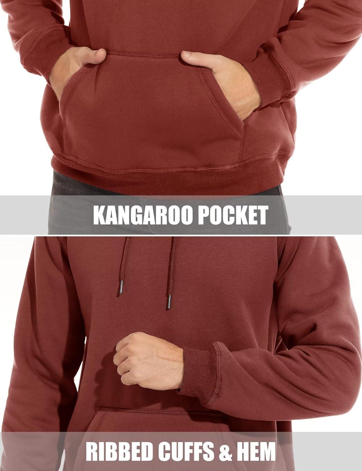 imageMAGCOMSEN Mens Heavy Hoodie Sherpa Fleece Lined Pullover Thick Winter Hooded SweatshirtOrange Red