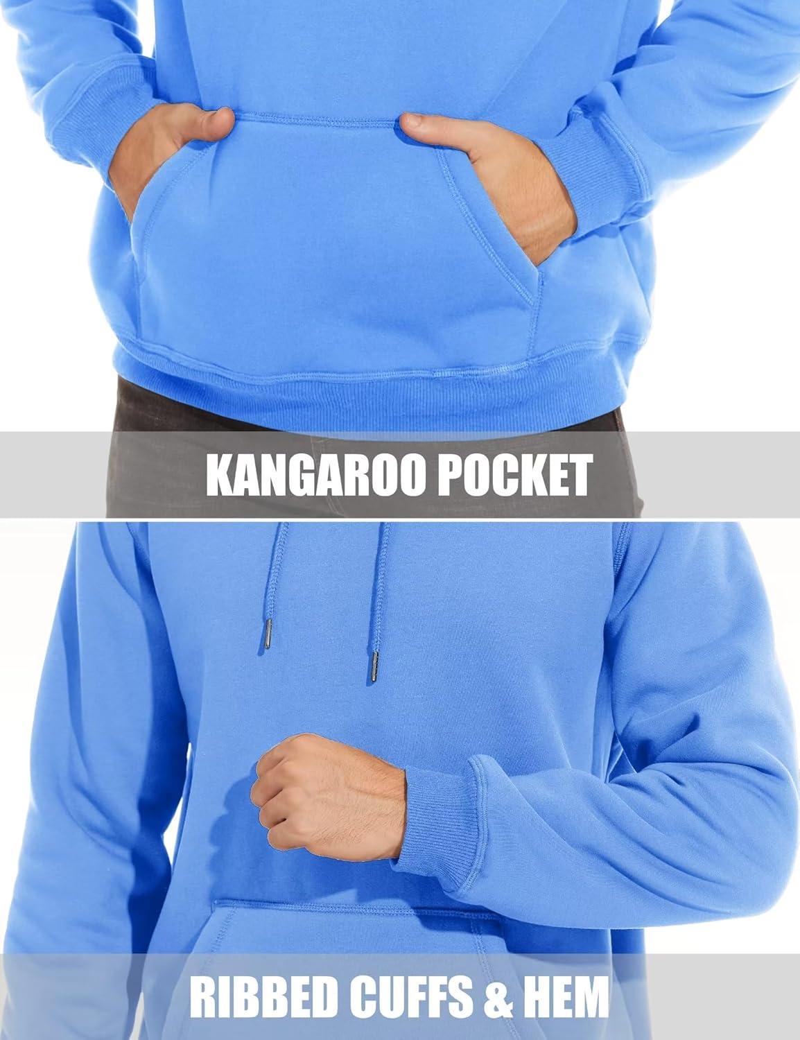 imageMAGCOMSEN Mens Heavy Hoodie Sherpa Fleece Lined Pullover Thick Winter Hooded SweatshirtSky Blue