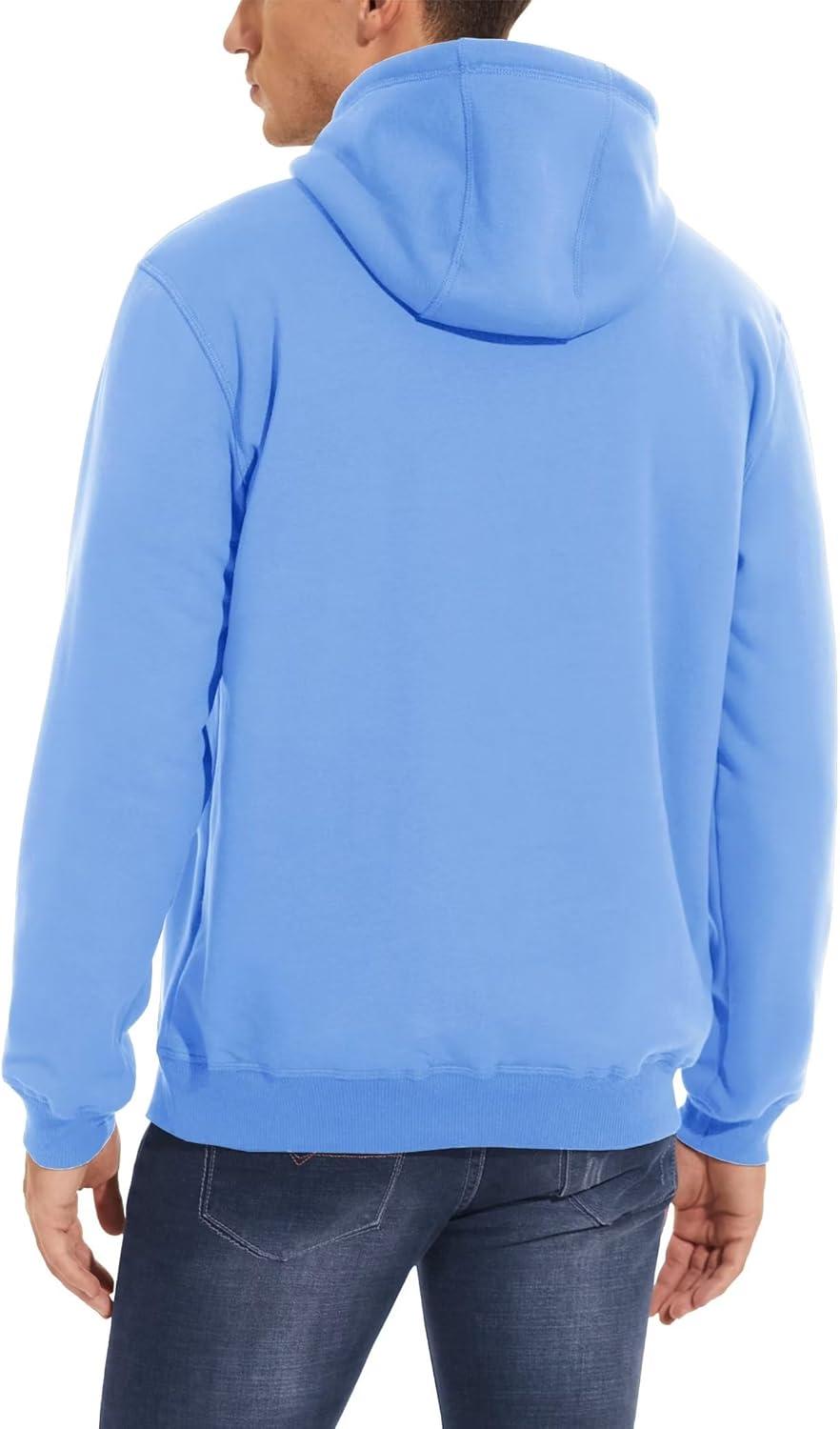 imageMAGCOMSEN Mens Heavy Hoodie Sherpa Fleece Lined Pullover Thick Winter Hooded SweatshirtSky Blue
