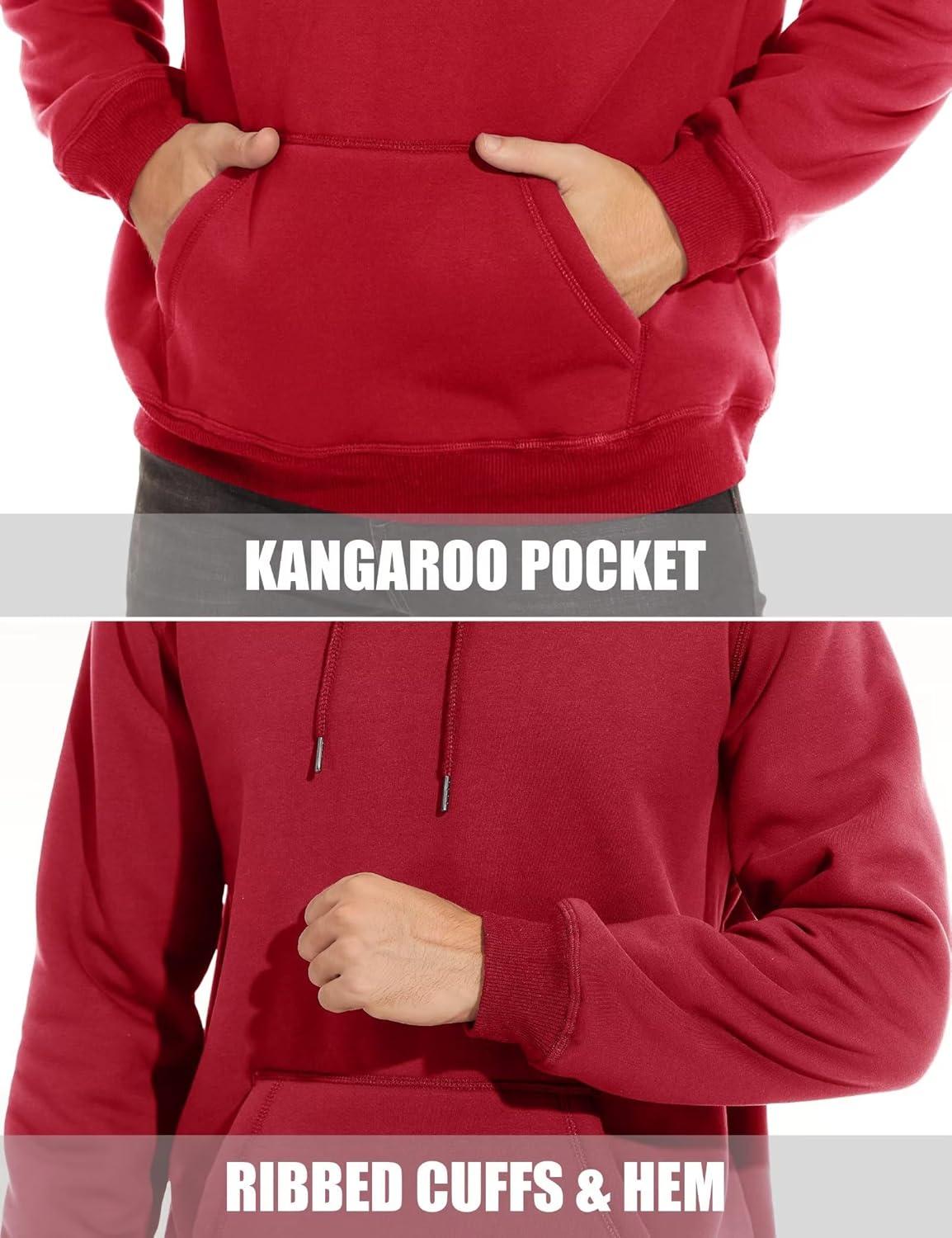 imageMAGCOMSEN Mens Heavy Hoodie Sherpa Fleece Lined Pullover Thick Winter Hooded SweatshirtTomato Red