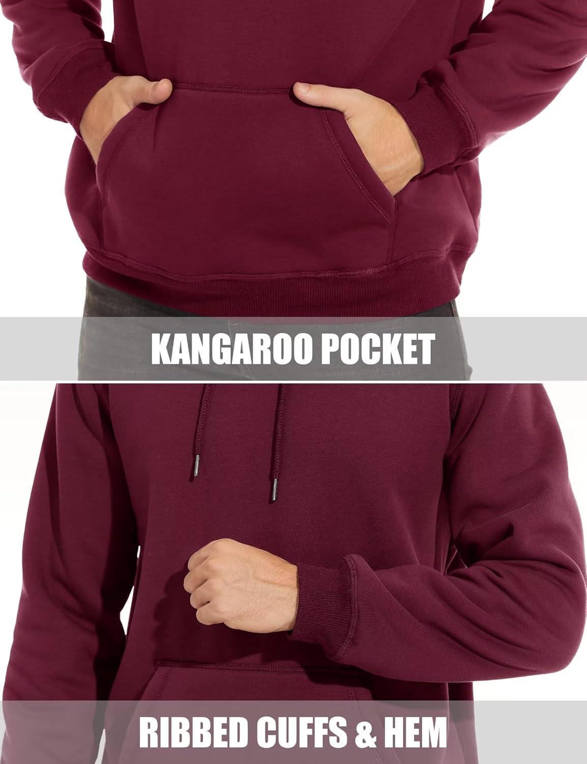imageMAGCOMSEN Mens Heavy Hoodie Sherpa Fleece Lined Pullover Thick Winter Hooded SweatshirtWine Red