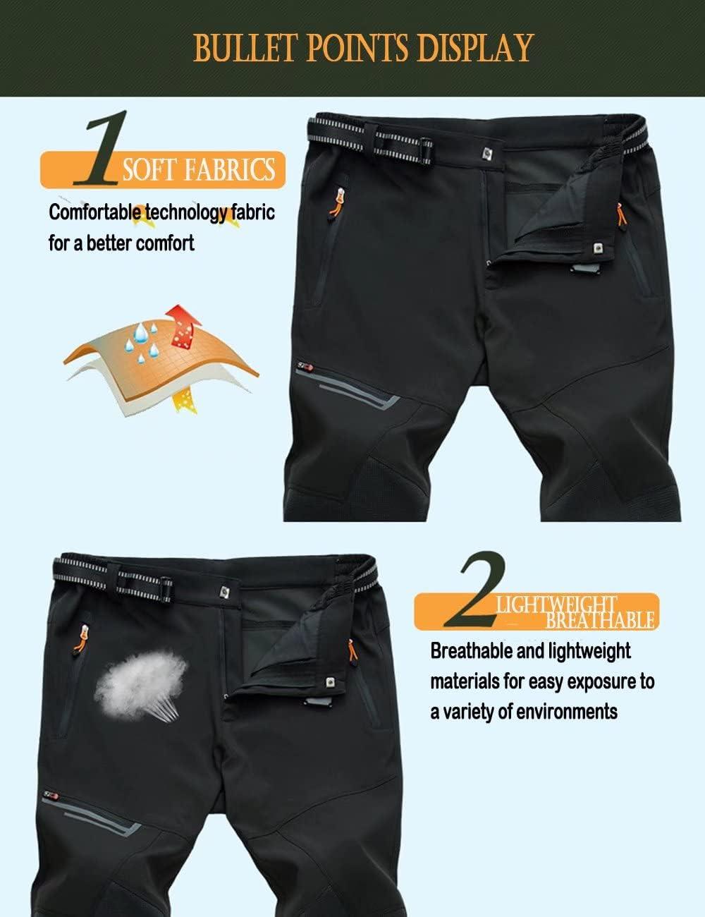 imageMAGCOMSEN Mens Hiking Pants QuickDry Water Resistant Reinforced Knee 4 Zip Pockets Outdoor Work PantsBlack