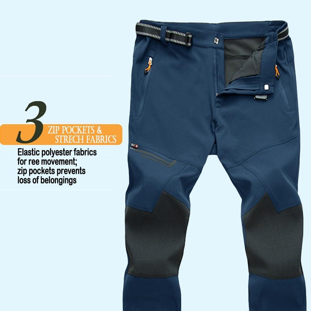 imageMAGCOMSEN Mens Hiking Pants QuickDry Water Resistant Reinforced Knee 4 Zip Pockets Outdoor Work PantsBlue Grey