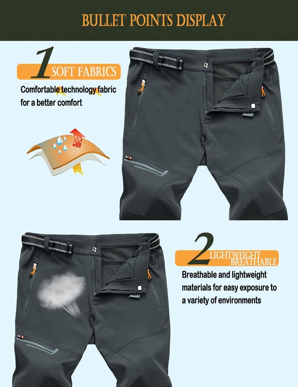 imageMAGCOMSEN Mens Hiking Pants QuickDry Water Resistant Reinforced Knee 4 Zip Pockets Outdoor Work PantsDark Grey