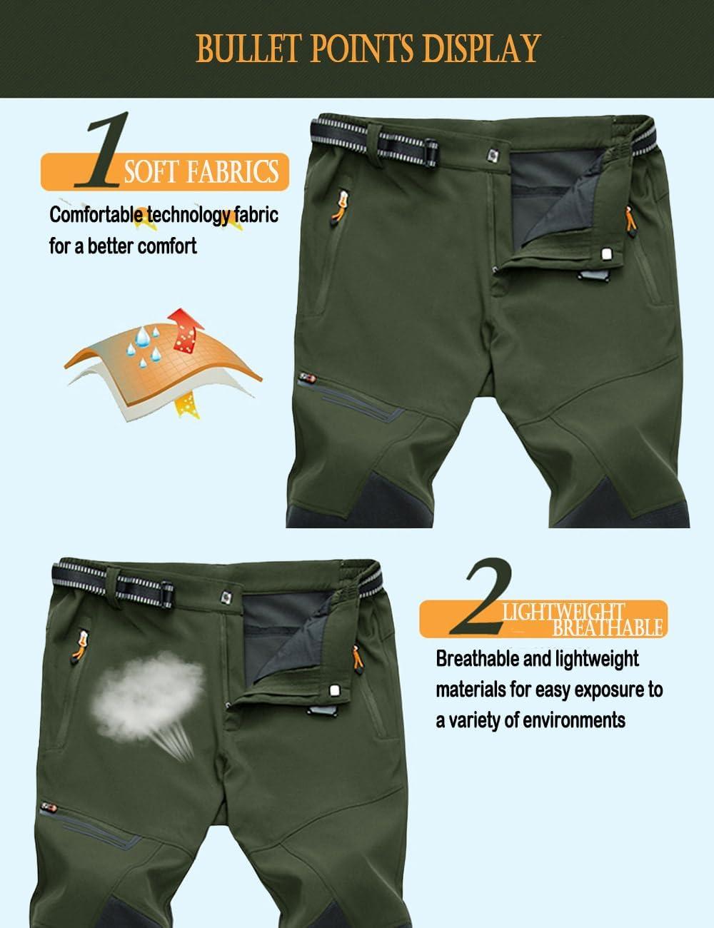 imageMAGCOMSEN Mens Hiking Pants QuickDry Water Resistant Reinforced Knee 4 Zip Pockets Outdoor Work PantsGreen