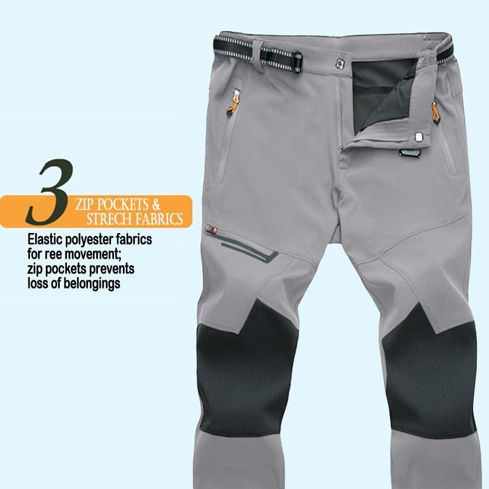 imageMAGCOMSEN Mens Hiking Pants QuickDry Water Resistant Reinforced Knee 4 Zip Pockets Outdoor Work PantsLight Grey