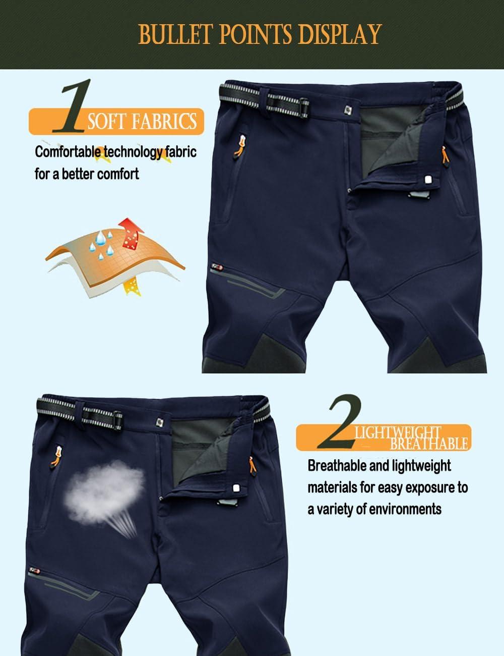 imageMAGCOMSEN Mens Hiking Pants QuickDry Water Resistant Reinforced Knee 4 Zip Pockets Outdoor Work PantsNavy